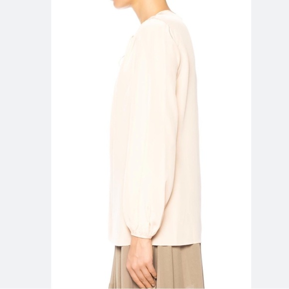 Diane von Furstenberg Ivory Silk Blouse Keyhole Tie Sz 2 - Picture 3 of 10